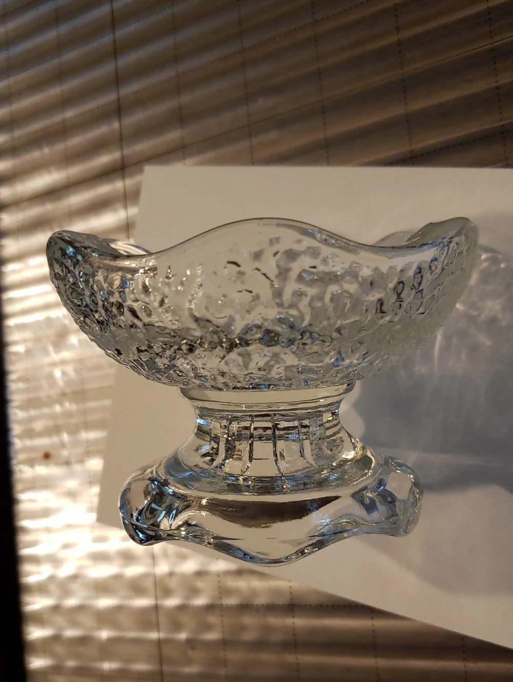Anchor Hocking Clear Textured Glass MCM Reversible Candle Holder